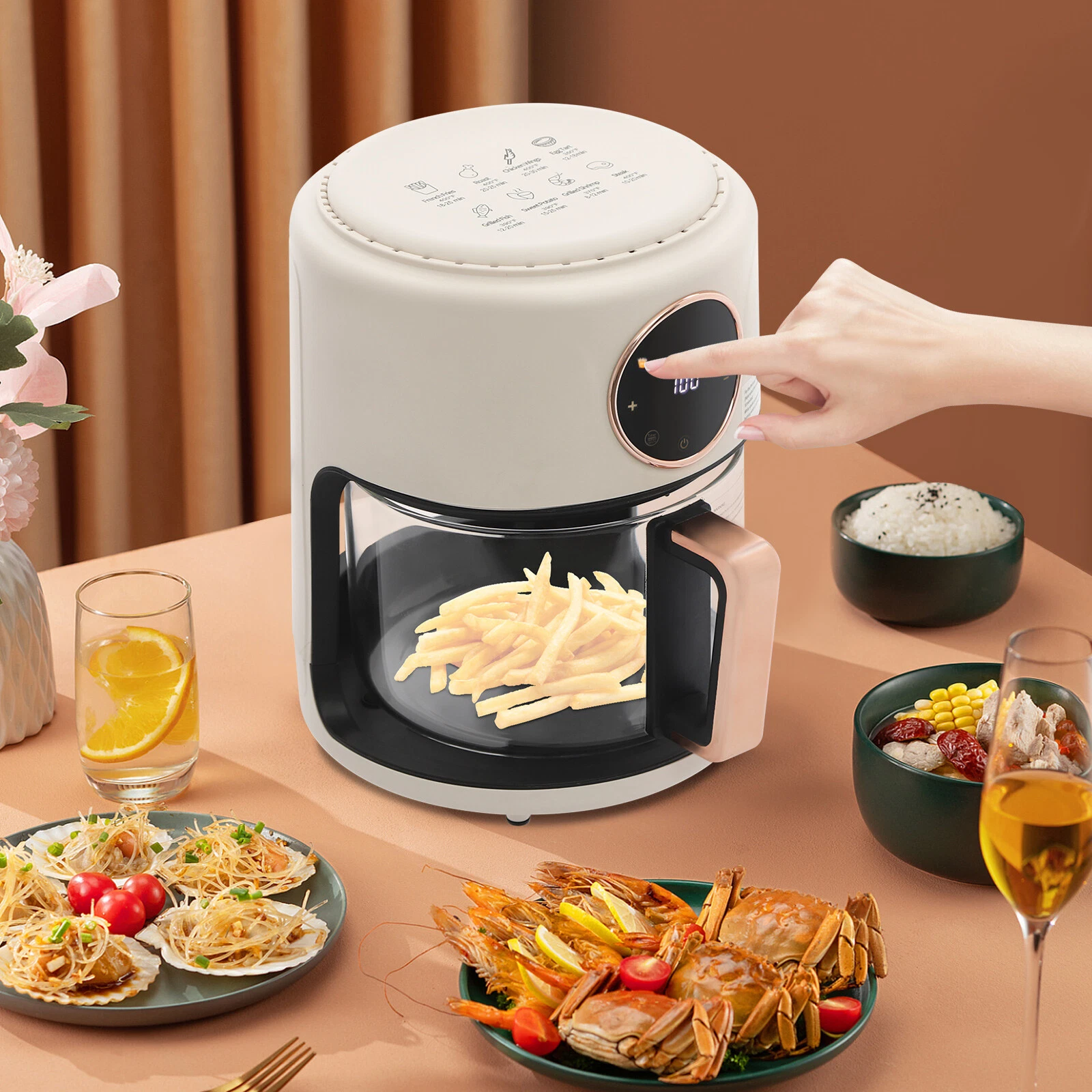 4.2L Glass Air Fryer 360° Viewable Airy Fryer 1200W Airy Fryer 176℉-392℉
Opens in a new window or ta