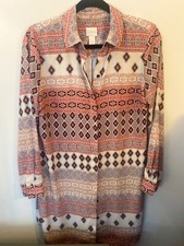 Chico's Button Down Aztec Print Shirt Dress Size small Petite