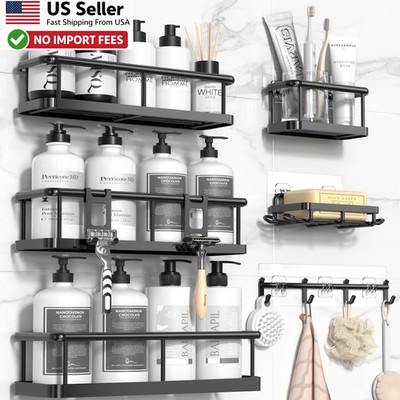 YASONIC 6 Pack Shower Caddy Adhesive Organizer No Drilling Shelf Black FROM USA