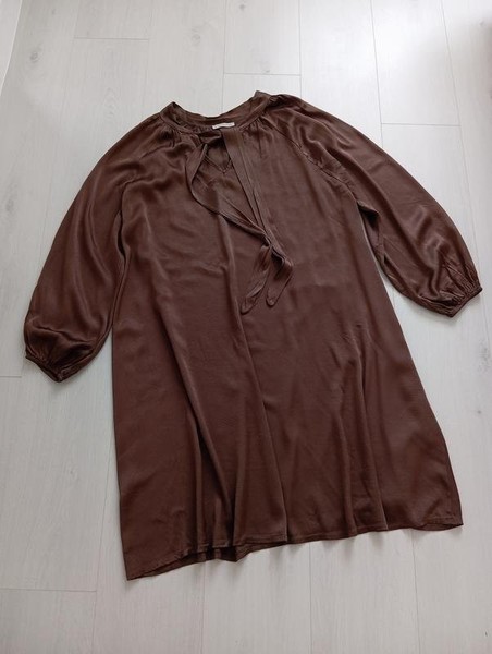 Women Ecco Dress Brown Viscose 46 / 3XL / 54 #3Q82