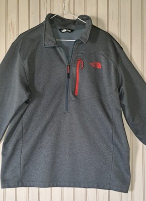 Mens The North Face Canyonland Sweater 1/4 Zip Jacket Fleece Lnd Grey Orange XL