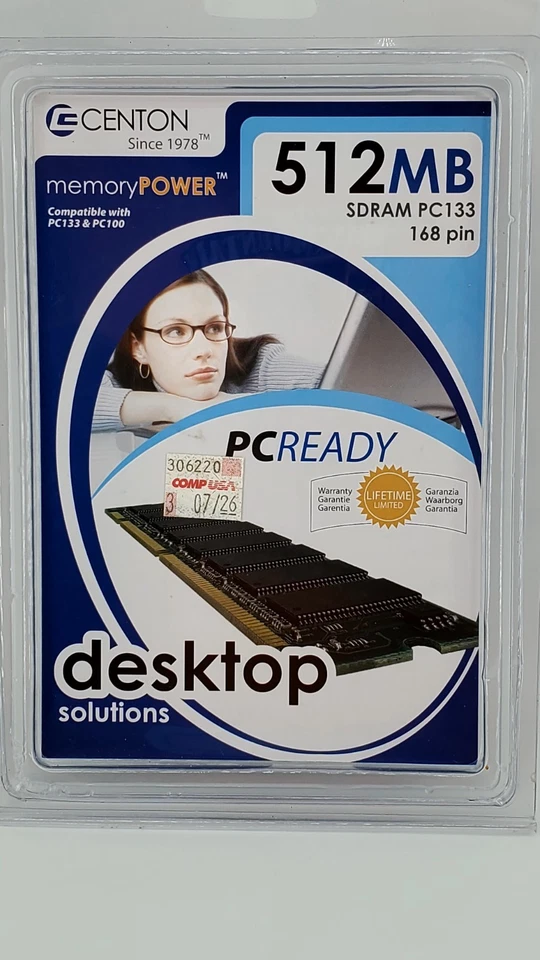 (SEALED) Centon 512 MB DIMM SDRAM Memory (512MBPC133) - Image 2 of 4