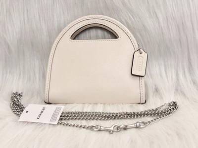 NWT Coach Top Handle Card Case With Chain in Silver Chalk CT879 | eBay