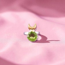 Peridot Stone 925 Sterling Silver August Birth Sister Unique Statement Ring US 7