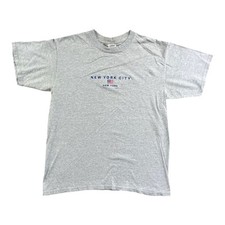 Anvil New York City Embroidered Tee Made In USA Pre-shrunk Cotton Grey Large