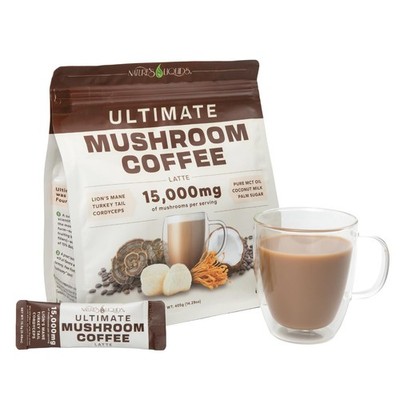 Ultimate Mushroom Coffee Latte - 15,000 mg Organic Fruiting-Body Mushrooms pe...