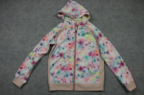 Burton Hoodie Sweatshirt Girls Medium Watercolor Full Zip Fleece Lined Pastel