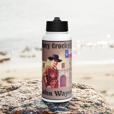 John Wayne Davy Crockett Alamo Texas New Fan Premium Steel Water Bottle 32oz