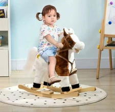 HOMCOM Rocking Horse with Music, Sound, Ride On Horse with Saddle for 3-6 Years