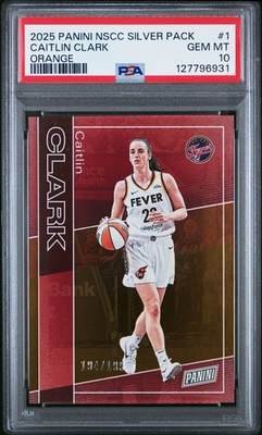 #ad 2025 PANINI NATIONALS SILVER PACK CAITLIN CLARK 199 Orange PSA 10 POP 3 $399.99