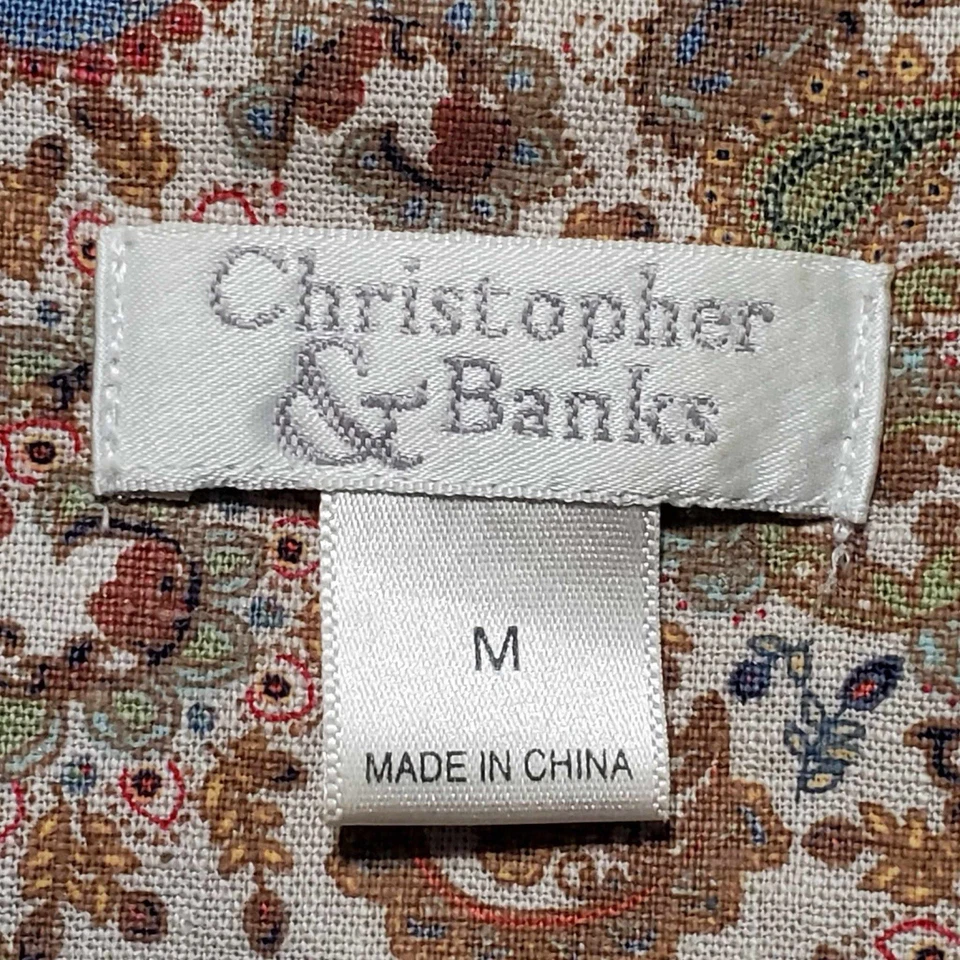 Chaqueta Christopher & Banks Mujer Floral Mezcla Lino Bolsillos Primavera Mediana M Foto 2 de 4