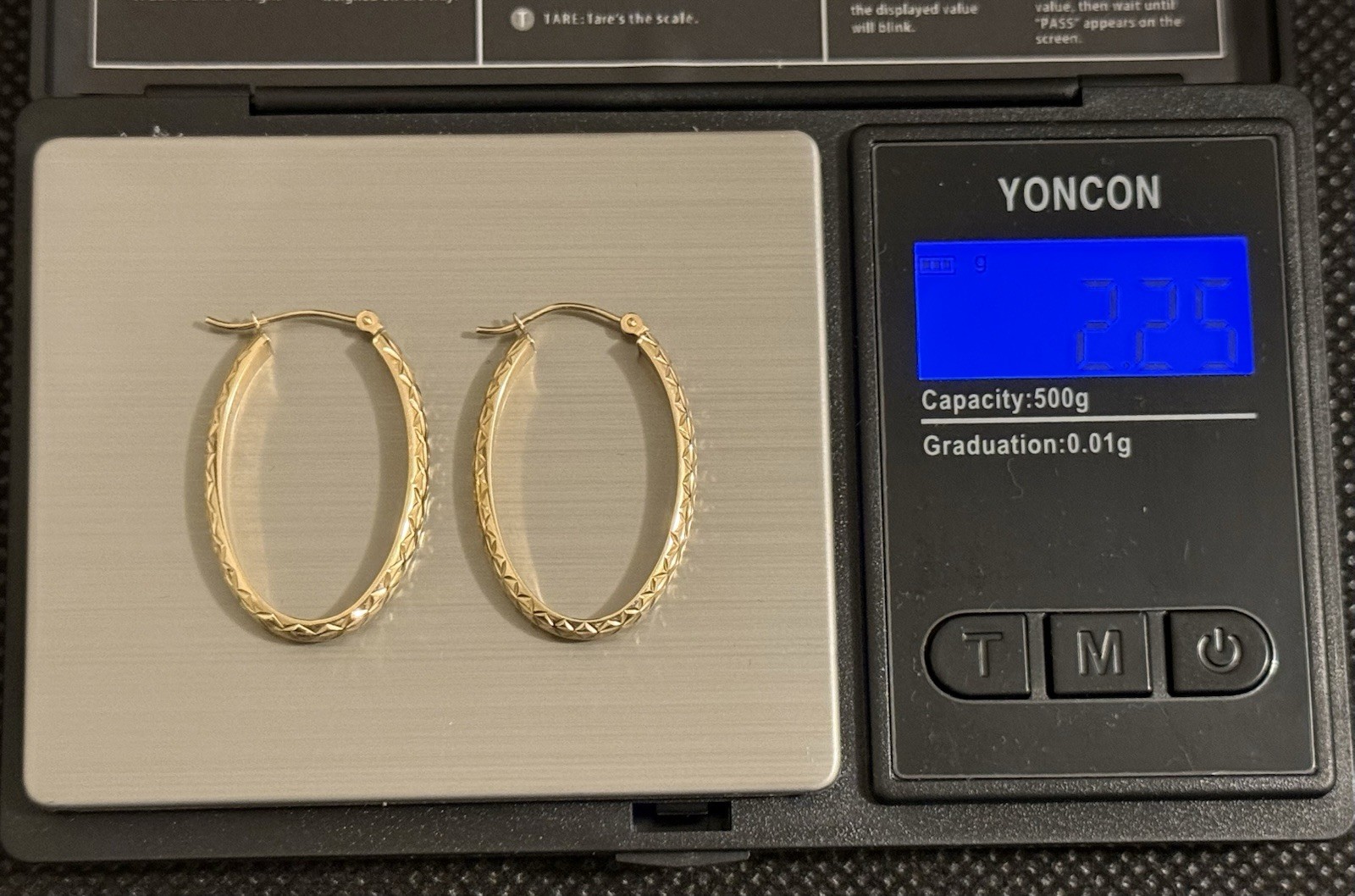 2.25g 14k Solid Yellow Gold Patterned Elongated  … - image 7