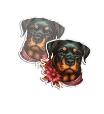 Rottweiler Dog Sticker realistic dog face USA Decal Dog cuddly creatures 2 PACK