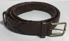 Pianigiani Italian Full Grain Leather Braided Belt,Size 38,Brown Made in Italy