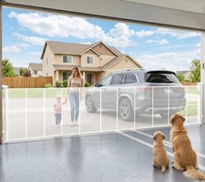 Dueelala 276" Extra Wide Retractable Baby Gate 52" Tall White Mesh Dog Pet Gate