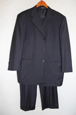 NAVY-BLUE CANALI 100% WOOL 2-piece SUIT sz 48R JACKET & 40x30 PANTS pinstriped