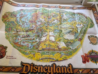 Walt Disney Disneyland Park Map 1979 Big Thunder Mountain 43'' x 29'' 