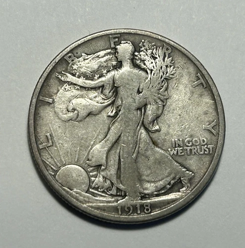 1918 S WALKING LIBERTY HALF DOLLAR FINE