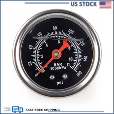 0-160 Psi Glycerin Liquid Filled Fuel Pressure Gauge 1.5 Black Dial 18 Npt Ce 0-160 Psi Glycerin Liquid Filled Fuel Pressure Gauge 1.5 Black Dial 18 Npt Ce