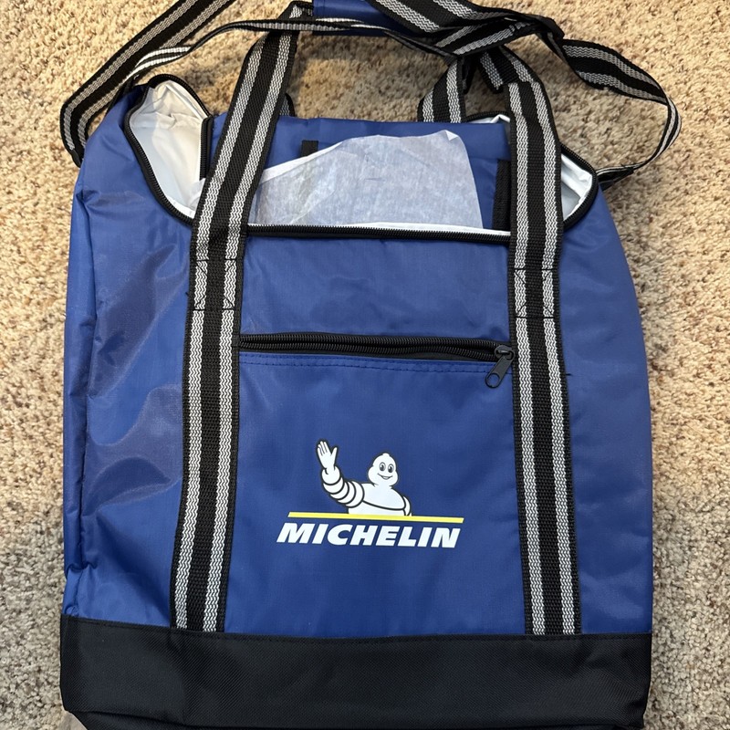 Michelin Tires Blue Cooler Tote Bag with Shoulder Strap Michelin Man