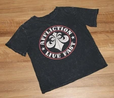 LN! Boy's AFFLICTION Size SMALL Black Lava Wash Graphic Print Logo Tee