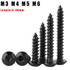 M3 M4 M5 M6 Socket Button Head Wood Screws Black Allen Hex Self Tapping Bolts