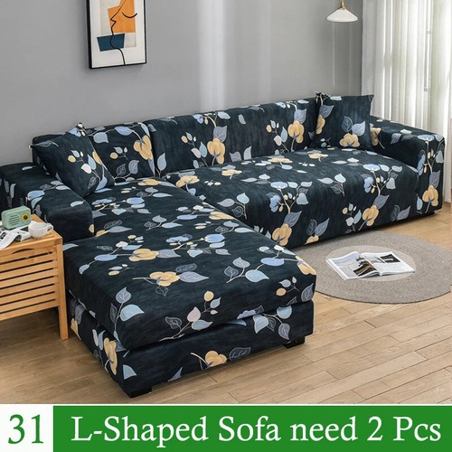 Geometric Elastic Sofa Cover Sectional L-Shape Corner Sofa Slipcover Stretch - Picture 55 of 57