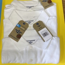  Uniform S/S Polos Sz 4 WHITE EASY CARE REGULAR Dockers Little Boys' 3-Pack