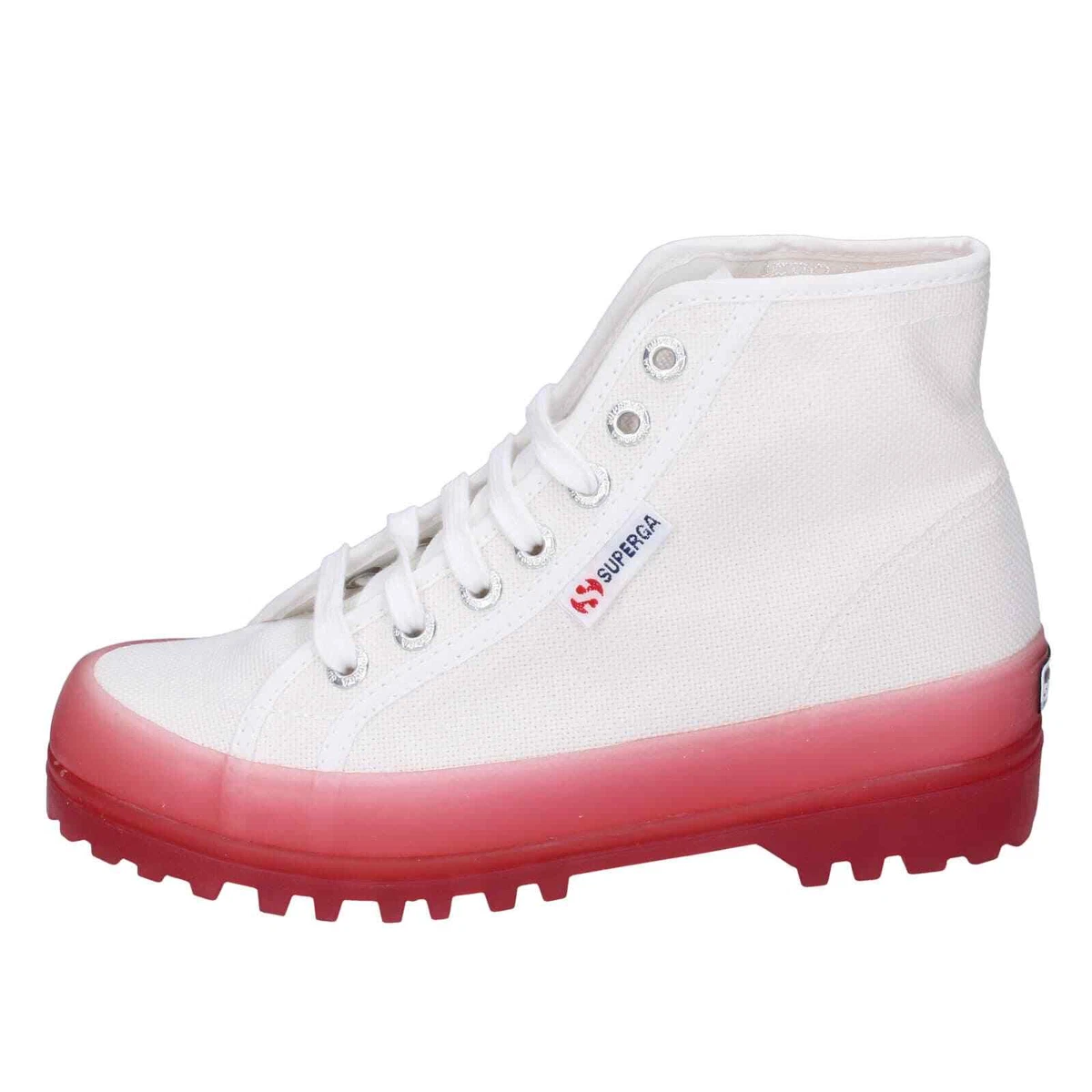 shoes women SUPERGA ankle boots white textile pink 2341 ALPINA