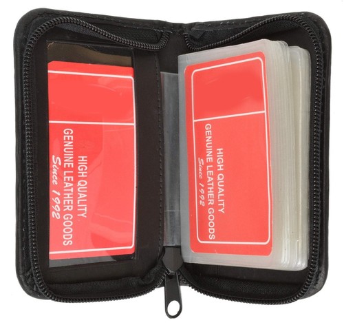 Portafoglio Uomo Pelle Bifold Zip Intorno ID Business Credit Porta 16 Pagine - Foto 2 di 17