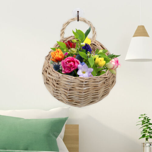  2 piezas cesta de flores de ratán para colgar de la pared maderas niño malla de cesta - Imagen 1 de 16