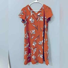 A New Day Women's Floral Print Short Sleeve V Neck Crepe Dress Size small