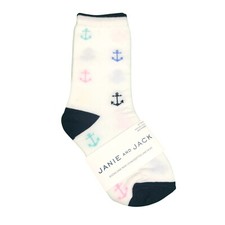 Janie and Jack Boys Girls Crew Socks Nautical Anchors White 2T-3