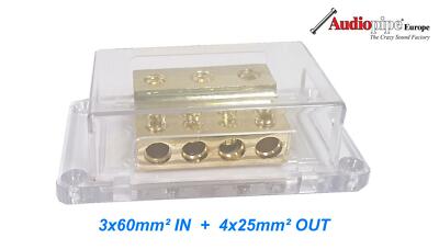 AUDIOPIPE Verteilerblock Stromkabel Car Hifi Verteiler 3x 60mm² IN 4x 25mm² OUT