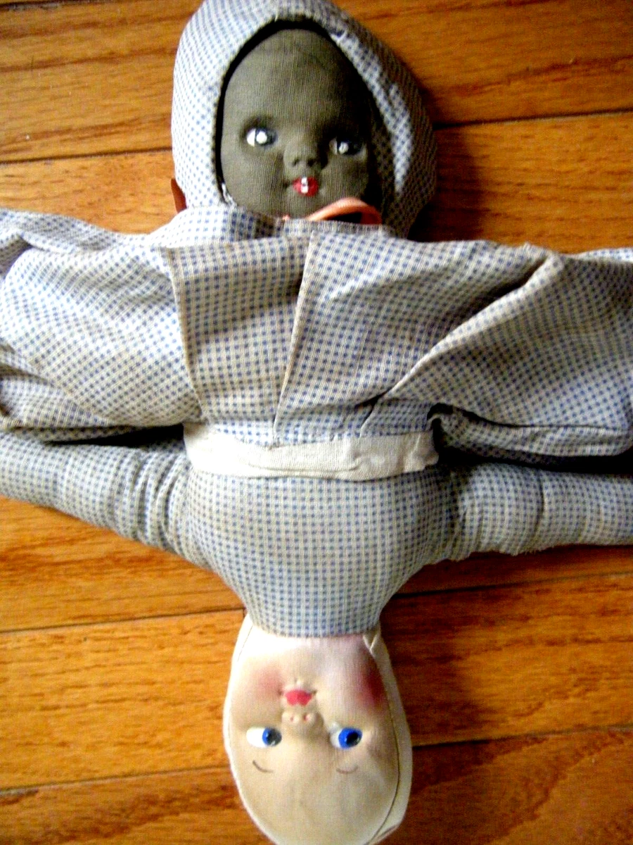 Vtg Doll Topsy Turvy Two Sided Black White 12
