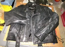 Vintage LA ROXX Black Leather Motorcycle Biker Jacket Men's Size 48 Guns N Roses