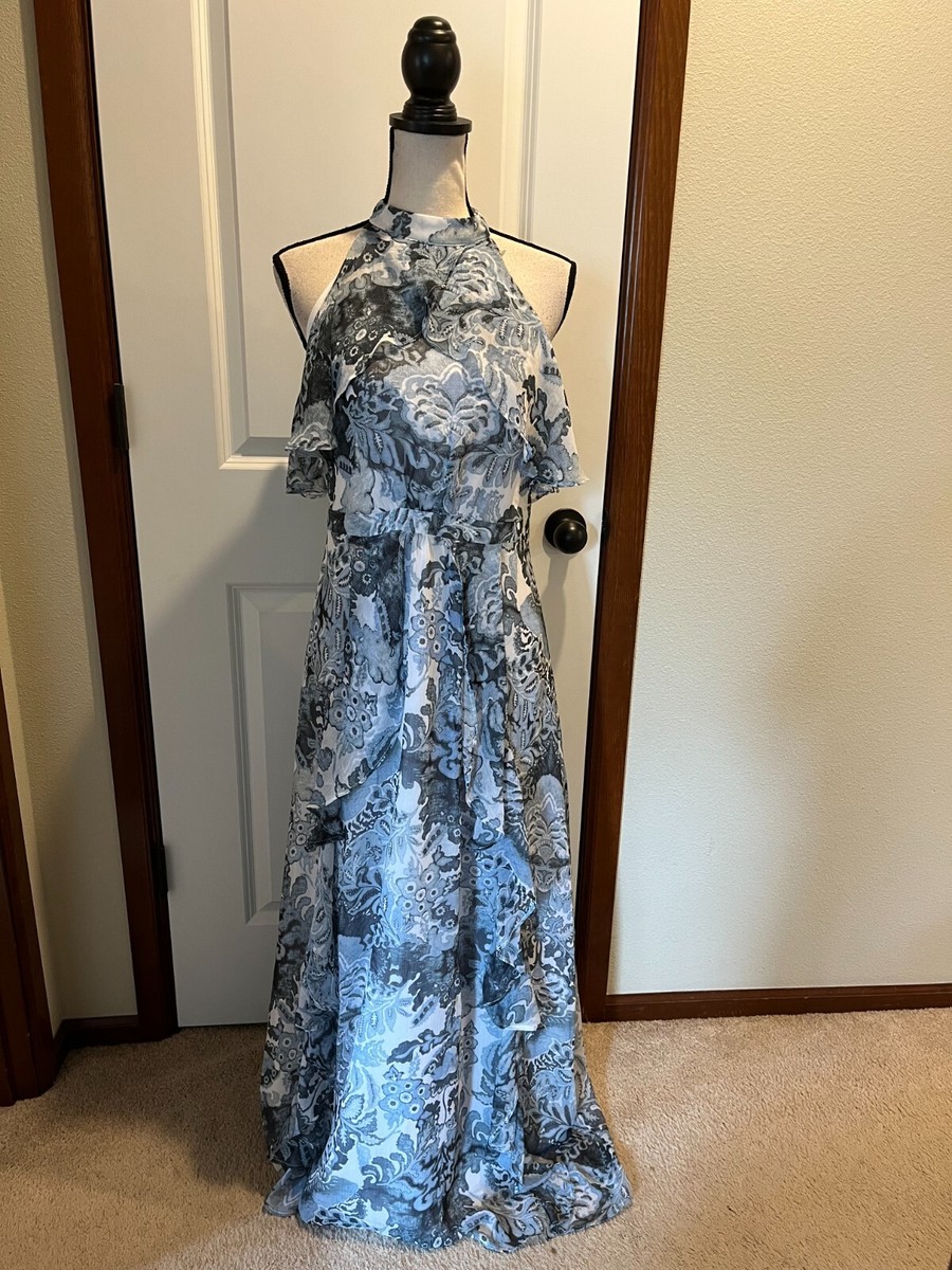 LAUREN CONRAD Women Size 8 Multicolor Floral Halter Neck Maxi Dress | eBay