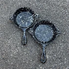 Lot of 2 Vintage Wagner Ware Black White Speckle Cast Iron Mini Skillet Ashtray