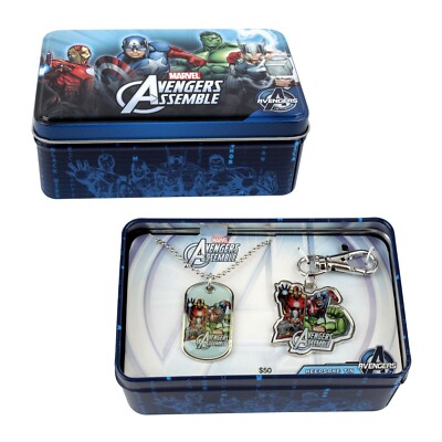 MARVEL AVENGERS Dog Tag, Key chain, Tin Box Iron Man Hulk Thor