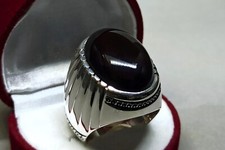 Natural Yemeni Aqeeq Sterling Silver 925 Agate Handmade Carnelian Men Heavy Ring