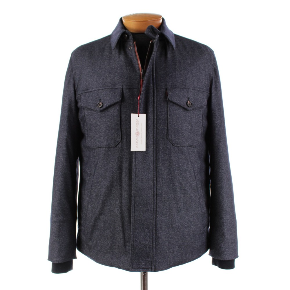 Luciano Barbera NWT Blue Wool Blend Overshirt Jacket Size 54 XL US
