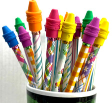  LOT OF 24 High-Quality Pencils with Crayola Crayon Pencil Topper Erasers