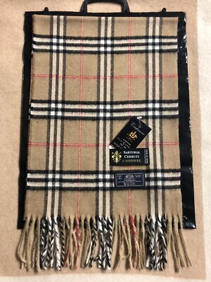 Schal Motiv Schottisches Tartan Hintergrund Kamel Made in Italy