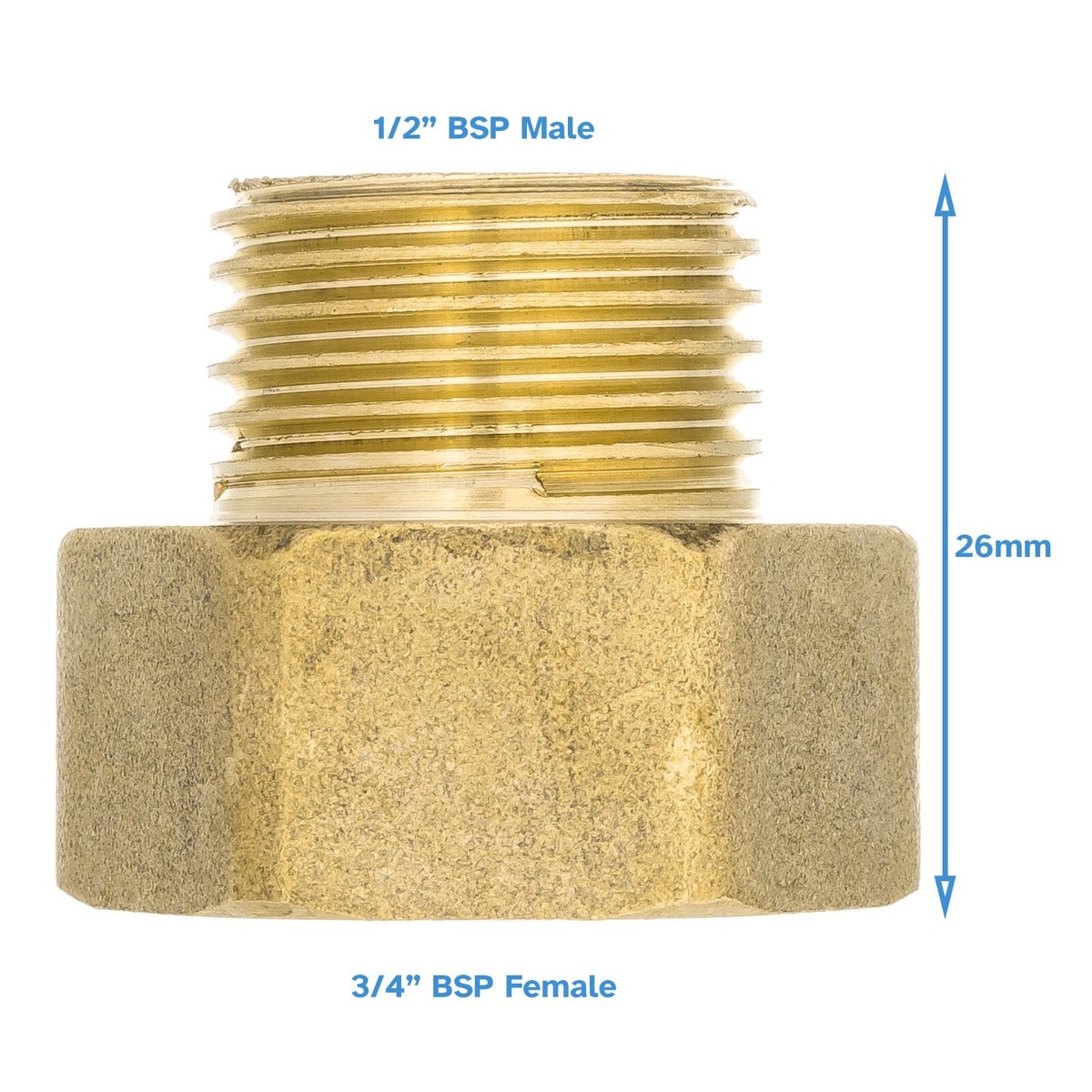Brass BSP Reducing Bush Adapter - Male Thread To Female Thread ...