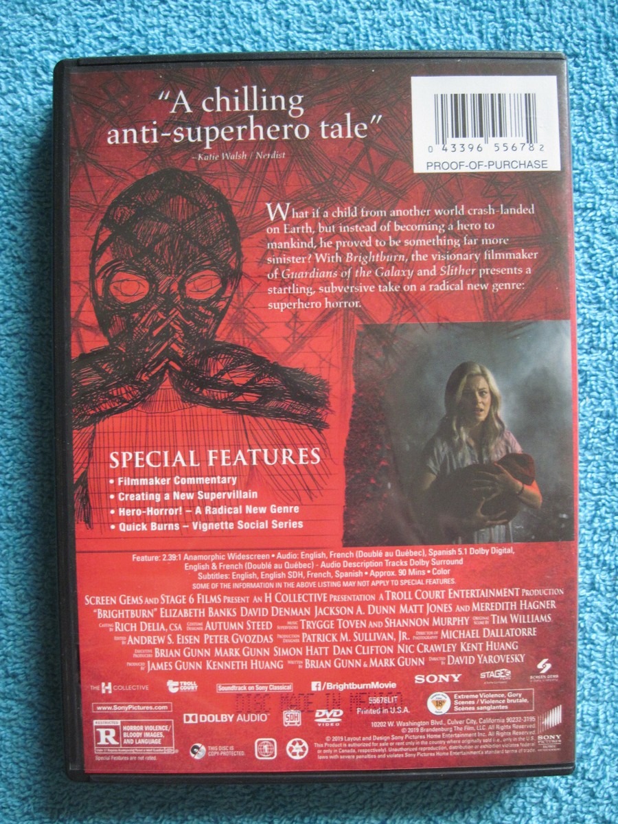BRIGHTBURN used DVD 2019 Horror/Superhero film Elizabeth Banks