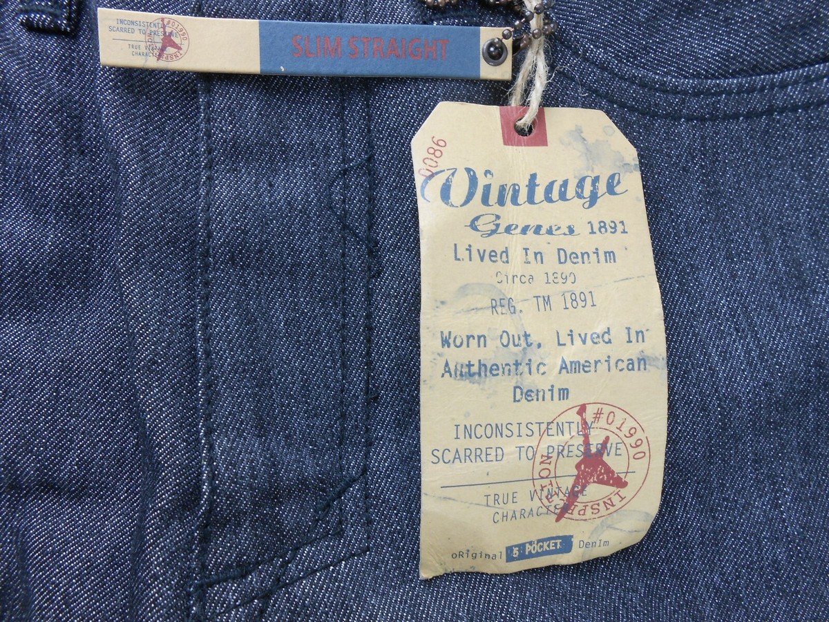 VINTAGE GENES 1891-Mens Casual Slim Straight Jeans Gray Size W28