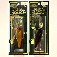 Megabass Deep X-200T Crankbait Set of 2 Old Package Black Shad Collectible Used