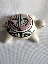 Navajo Native American Painted Pottery Turtle Sculpture Signed