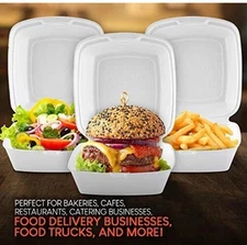 100 Count /Pack 6x6 Inch Clamshell Take Out Disposable Food Containers with Lids