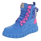 Women's high top ankle boots with hole lacing Ital design 8682 in blue